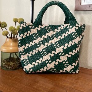 Vegan leather tote bag.